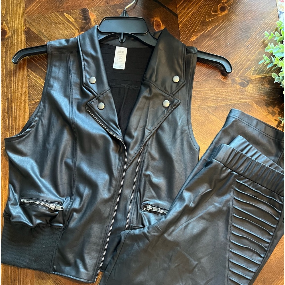 Moto jacket and pants. Leather look. New.
